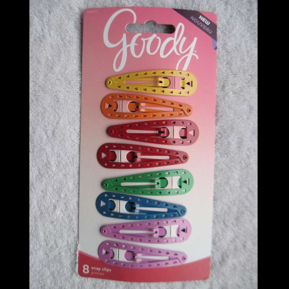 8 Goody Girls 2 1/4" Bright Matte Snap Contour Hair Clips Triangle Cut Out Shape